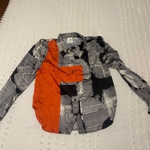 H&M orange print long sleeve button down. Size 10